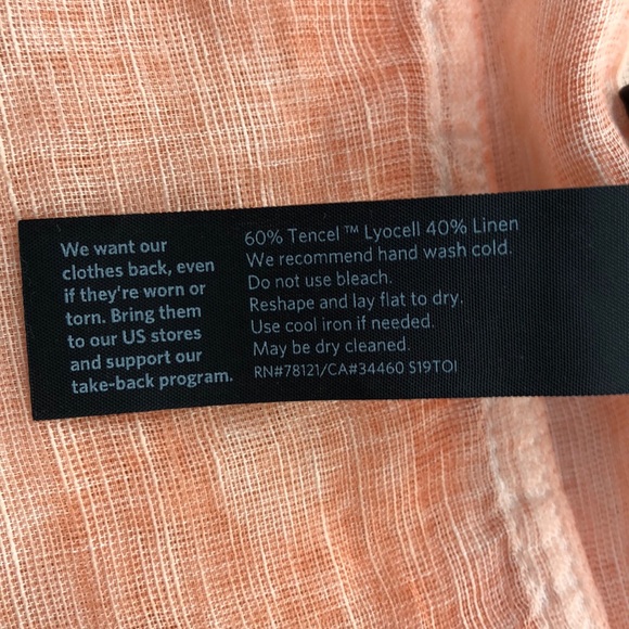 Eileen Fisher Peach Linen Blend Raw Edge Poncho, One Size - Picture 6 of 7